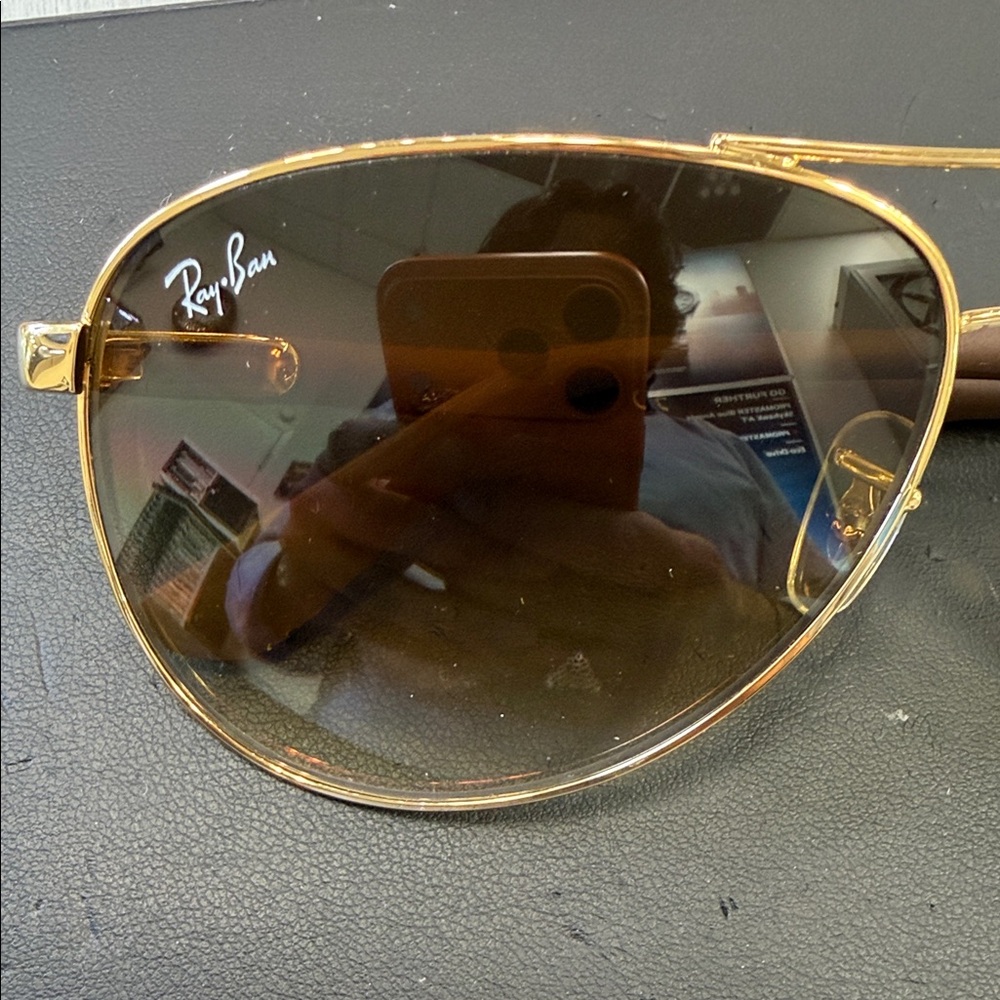 Ray-Ban Gold Frame Sunglasses with Brown Lenses